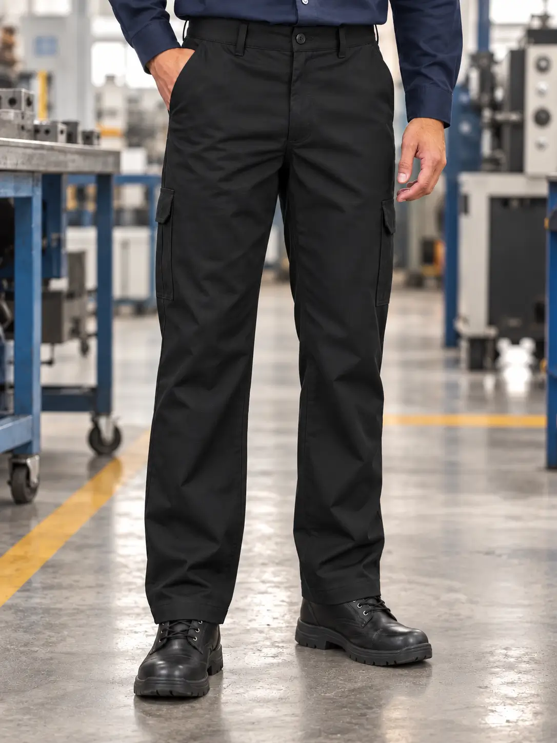 Pantalón cargo industrial para hombre en entorno de trabajo
